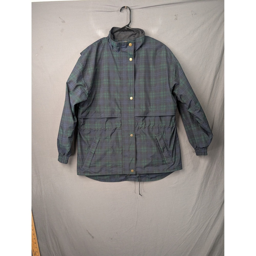 Sun Mountain Ladies Black Watch Plaid Golf Rain Jacket LAS-874 Green Blue Sz M